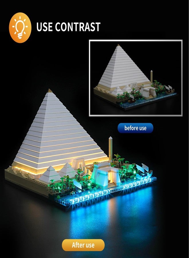 Vaodest مصباح LED من Vaodest لمجموعة Lego 21058 Architecture الهرم الأكبر في الجيزة، تصميم وتكوين متوافق مع الموديل 21058 (مصباح LED فقط، وليس مجموعة مكعبات البناء). - Image 4